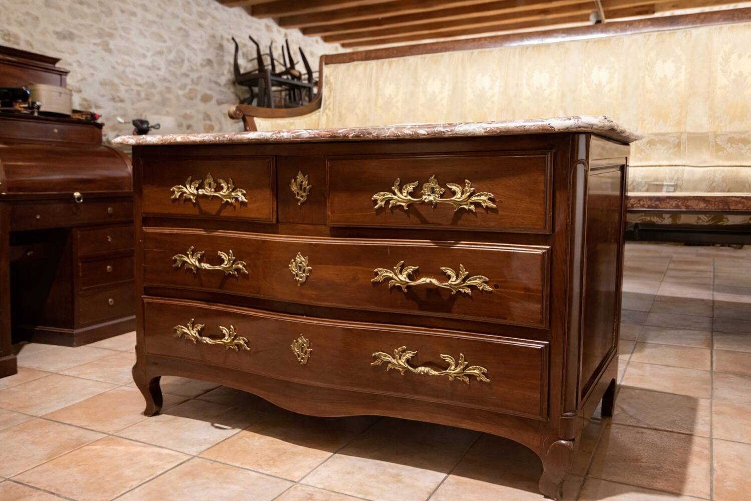 Solid mahogany chest of drawers – Louis XVI Transition style
