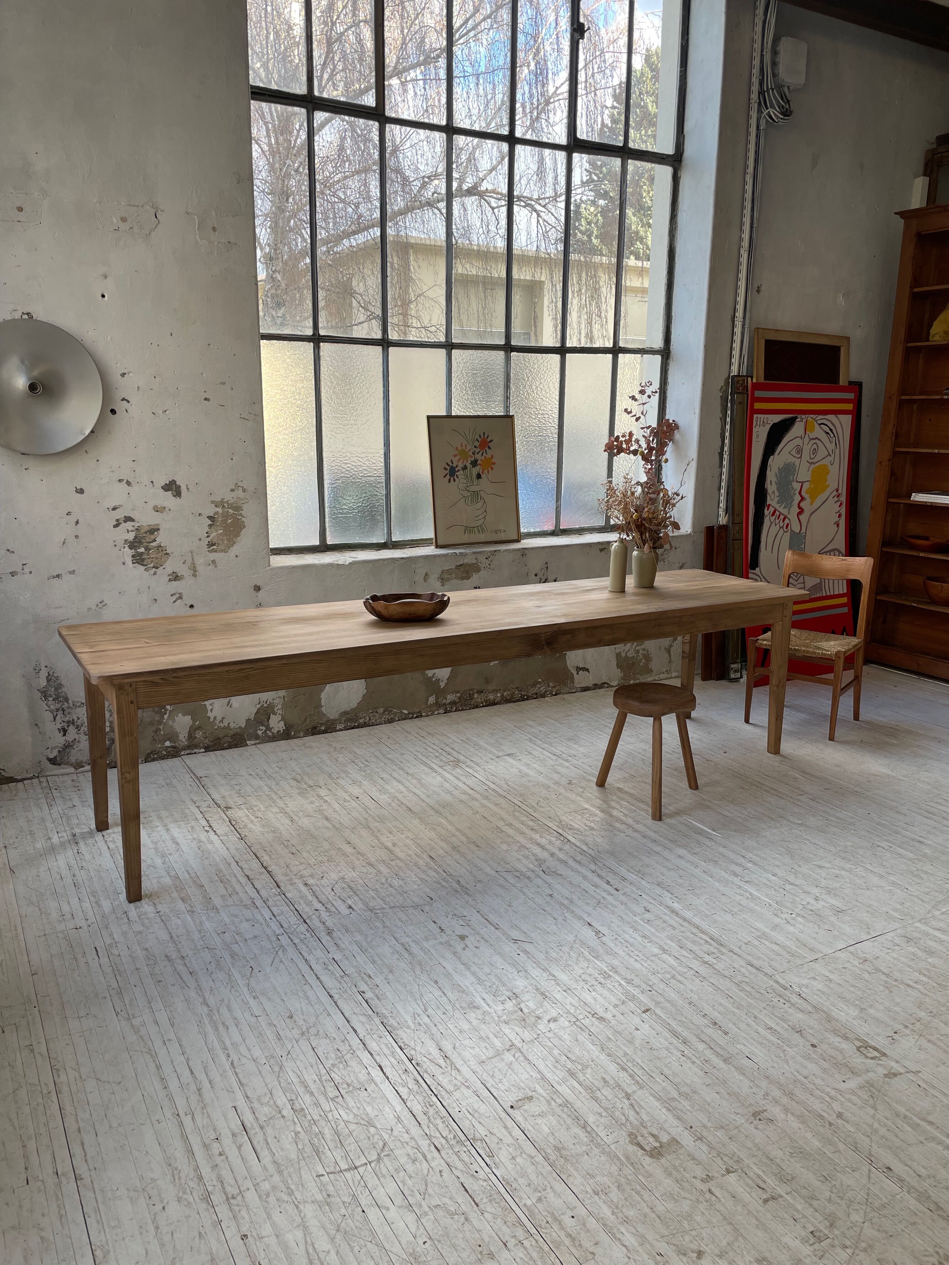 XL farmhouse table in beech and pine 3m