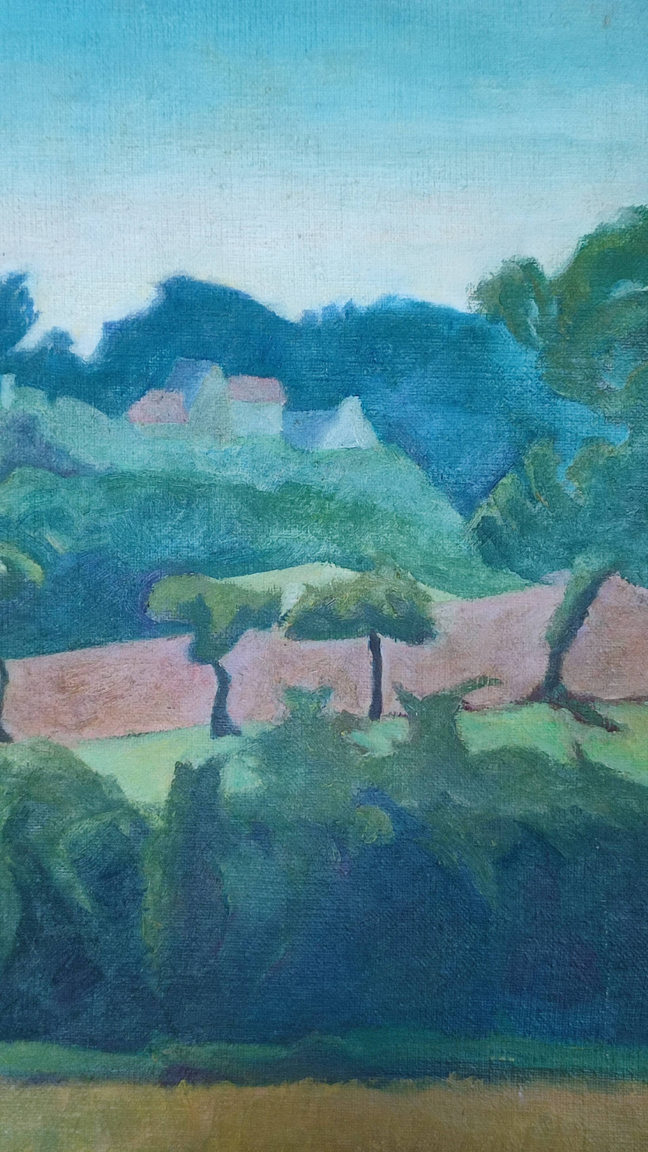 Country landscape by nelly le couedic (20th century)