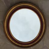 Miroir ovale en bois doré 76 x 67 cm
