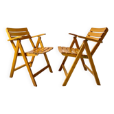 Paire de fauteuil de jardin Clairitex France vintage années 70 bois massif