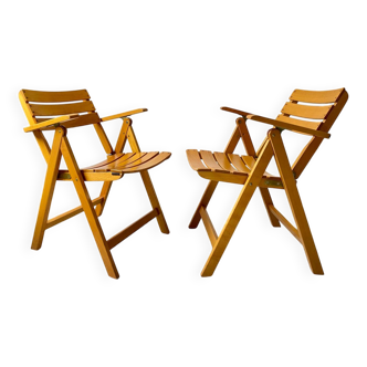 Paire de fauteuil de jardin Clairitex France vintage années 70 bois massif