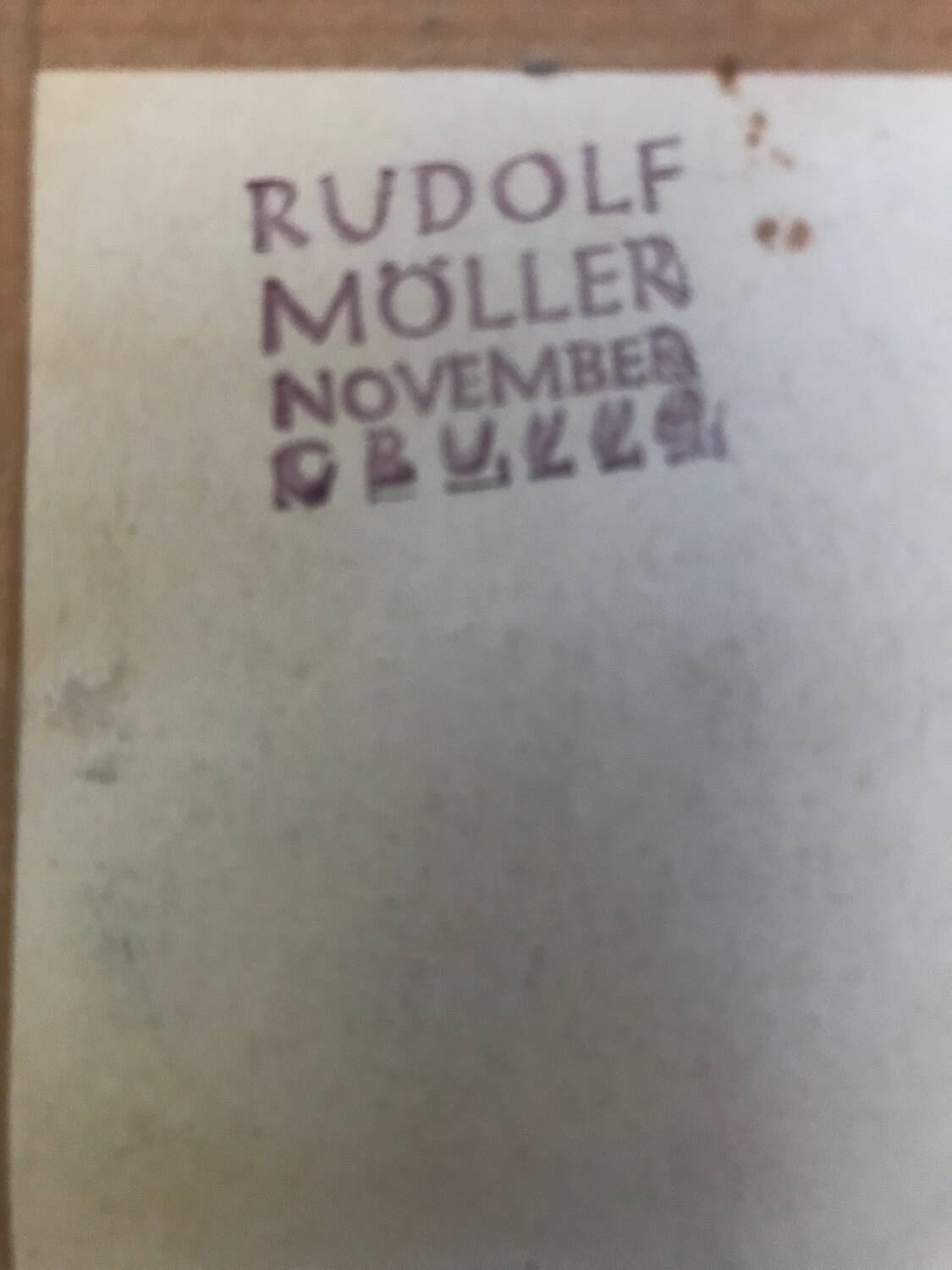 Rudolf möller 1881-1967. the houses, 1930. gouache. sbd. 30x40. frame