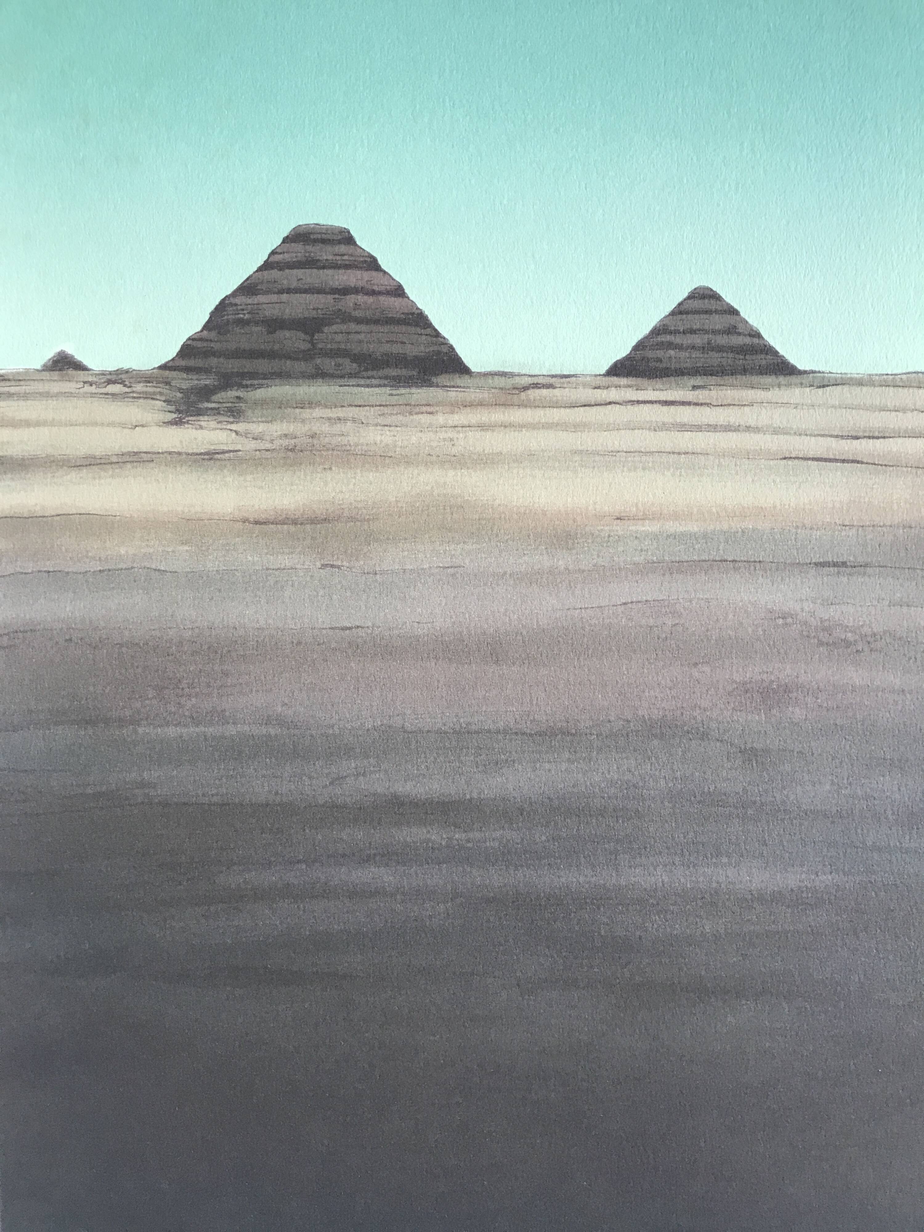 Original lithograph by Alain Le Foll, Khufu, Kephren, Mykerin, 1978