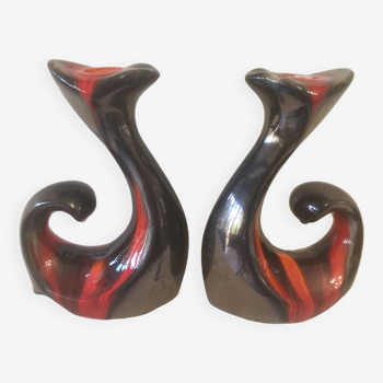 pair of candlesticks - ceramic
