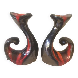 pair of candlesticks - ceramic