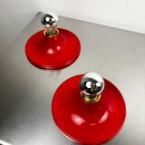 Pair of red Targetti Sankey sconces, 1970s, Italy