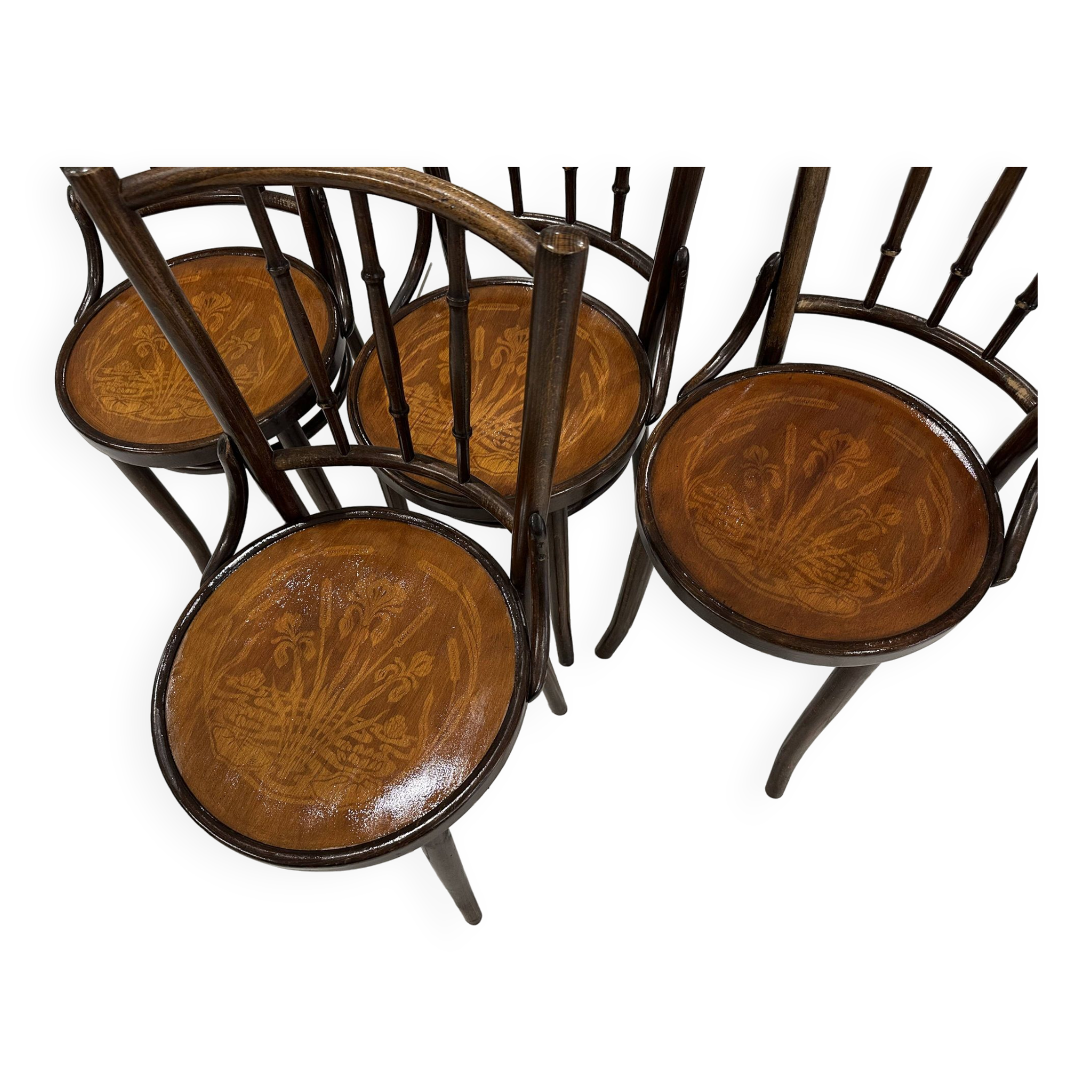 Set of 4 bentwood bistro chairs from the 1930s