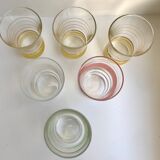 ensemble de 6 verres à eau granité colorés années 1960