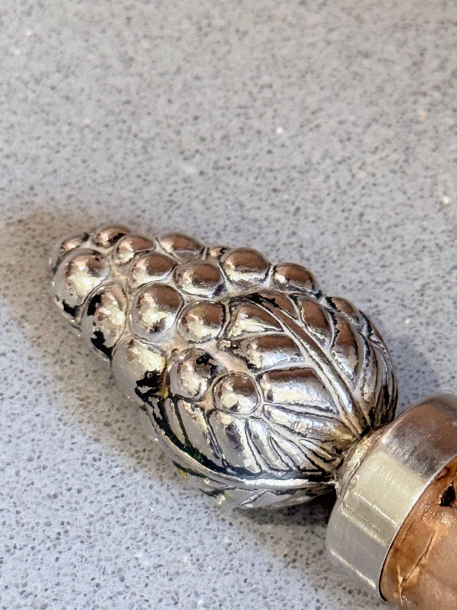 Vintage Sterling Silver Pinecone Wine Bottle Stopper Luxury Barware Accent Home