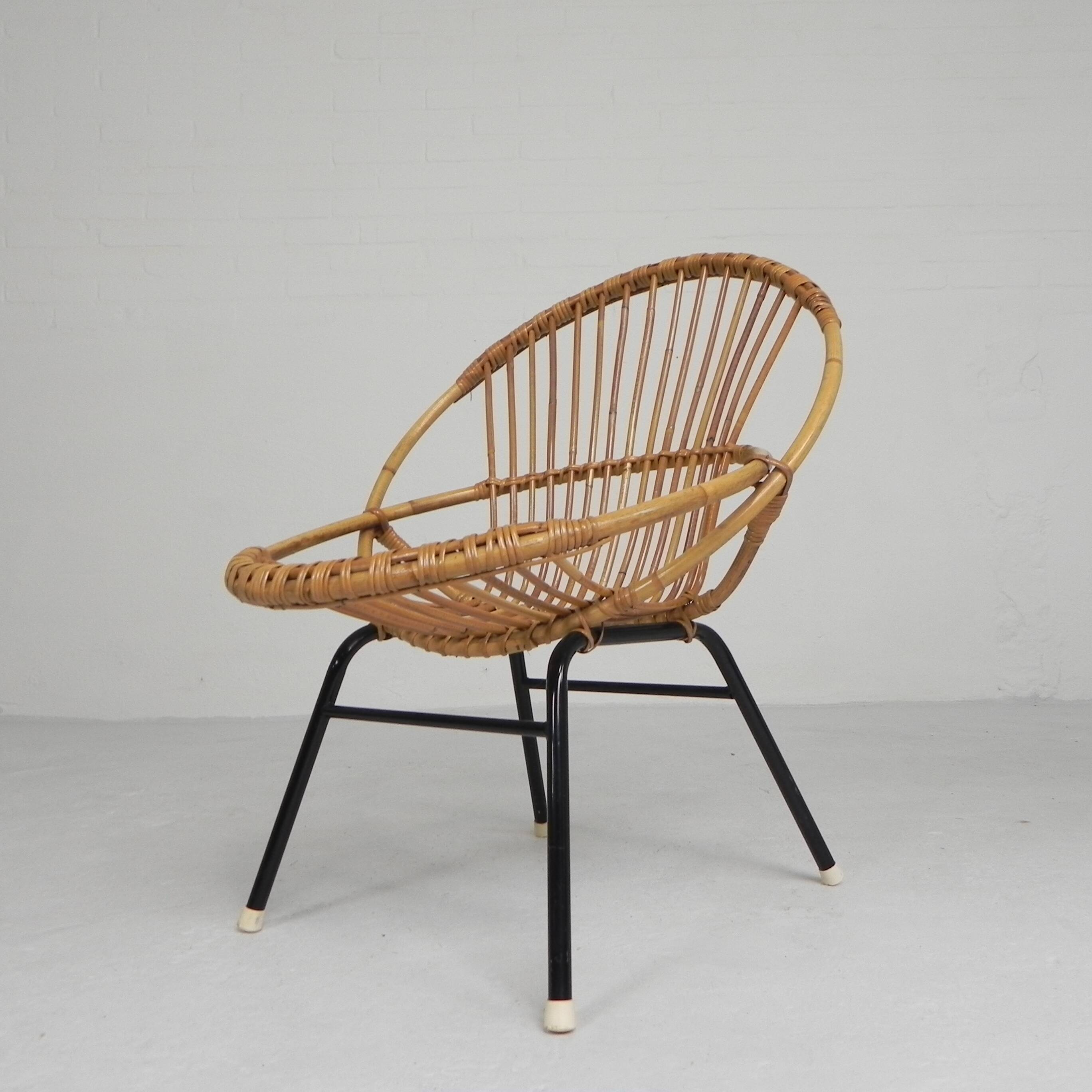 Vintage Rohe Noordwolde bamboo chair, 1960s