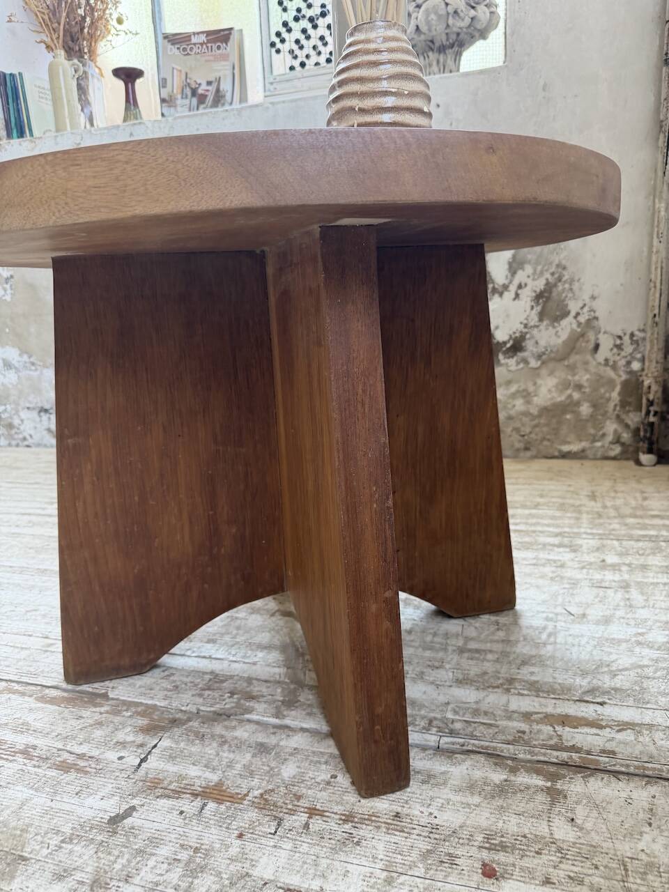 Constructivist gueridon 1950 mahogany