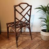 Rattan chair and graphic asymmetrical back