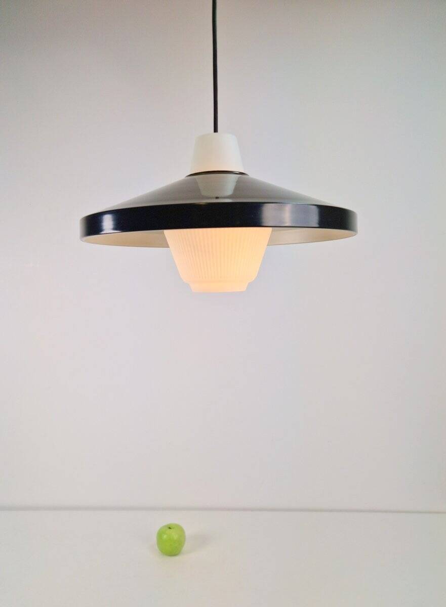 Opaline Glass Pendant Lamp attributed to Louis Kalff for Philips, 1960s