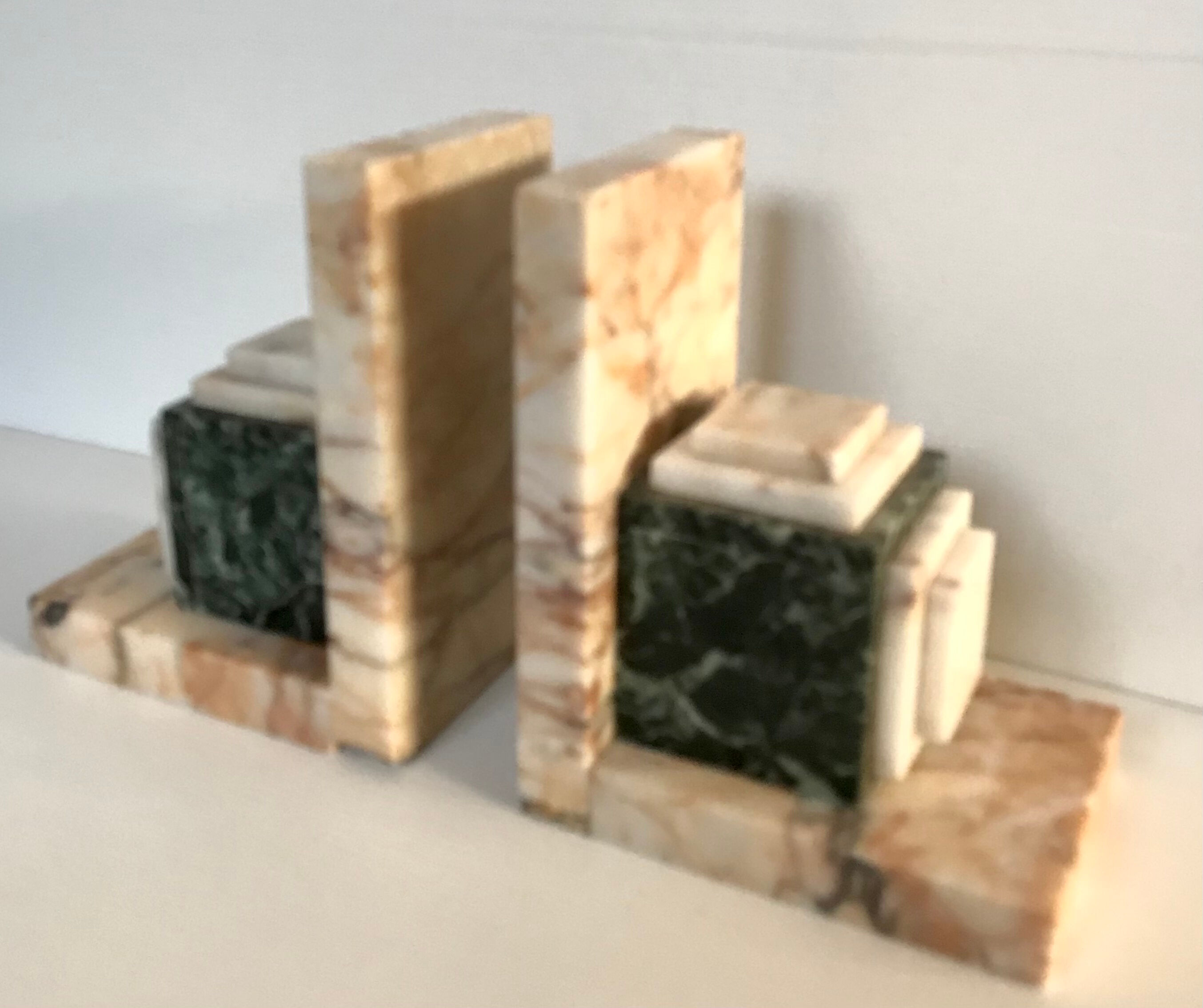 Pair of Art Deco marble book clamts