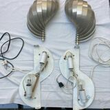 Pair of Mathieu brushed aluminum wall lights 70'S