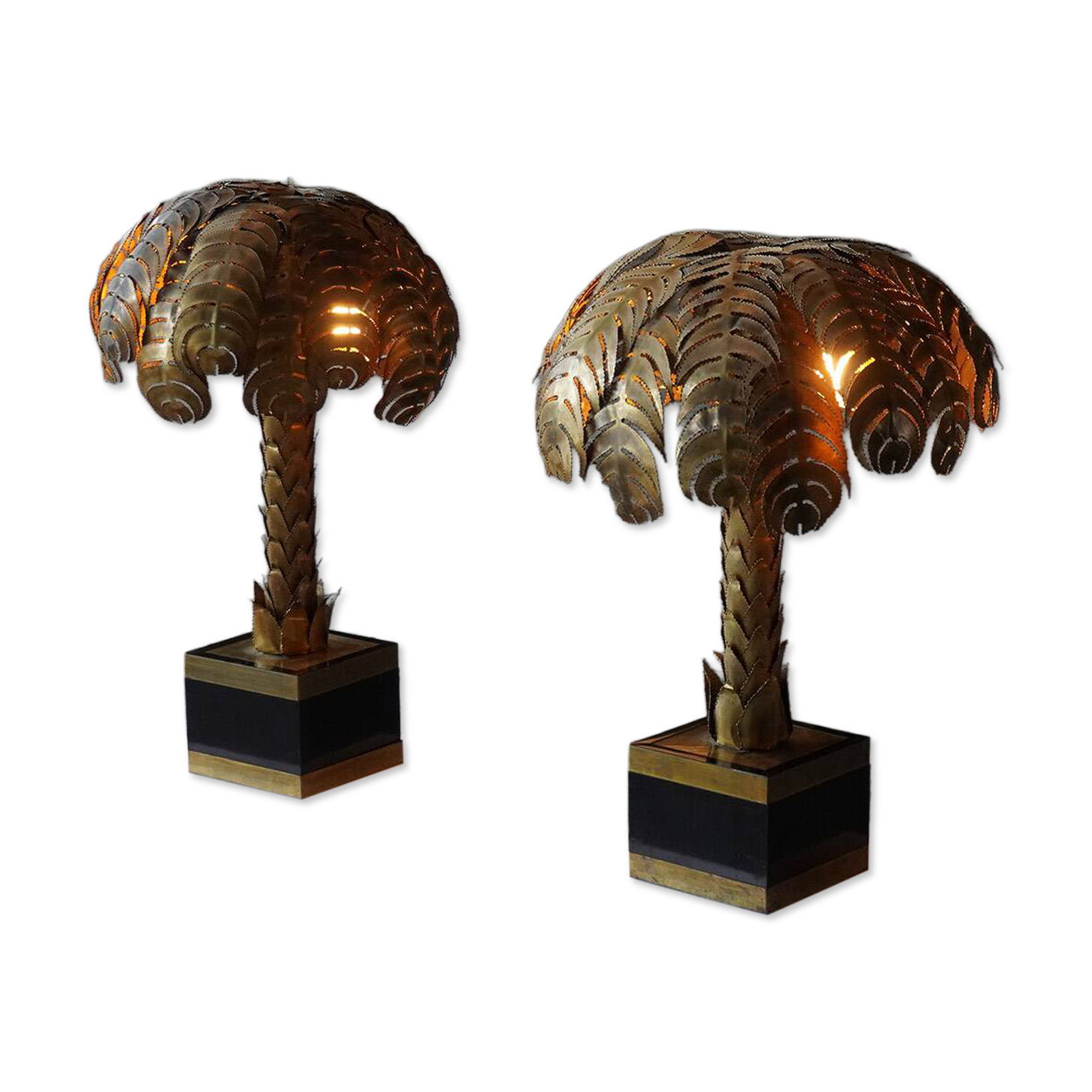 Pair of “Palmtree” table lamps by Christian Techoueyres for Maison Jansen, France 1970s