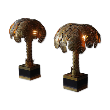 Pair of “Palmtree” table lamps by Christian Techoueyres for Maison Jansen, France 1970s