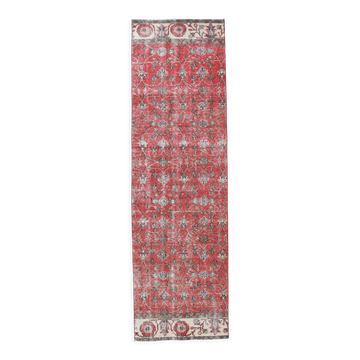2x8 red floral turkish runner rug 77x261cm
