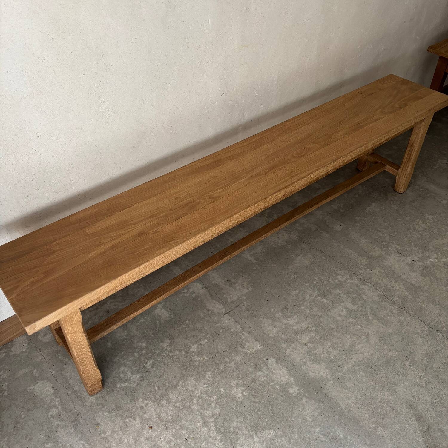 Raw oak bench