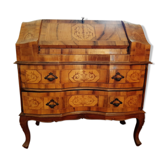 Meuble secrétaire ancienne en bois incrusté