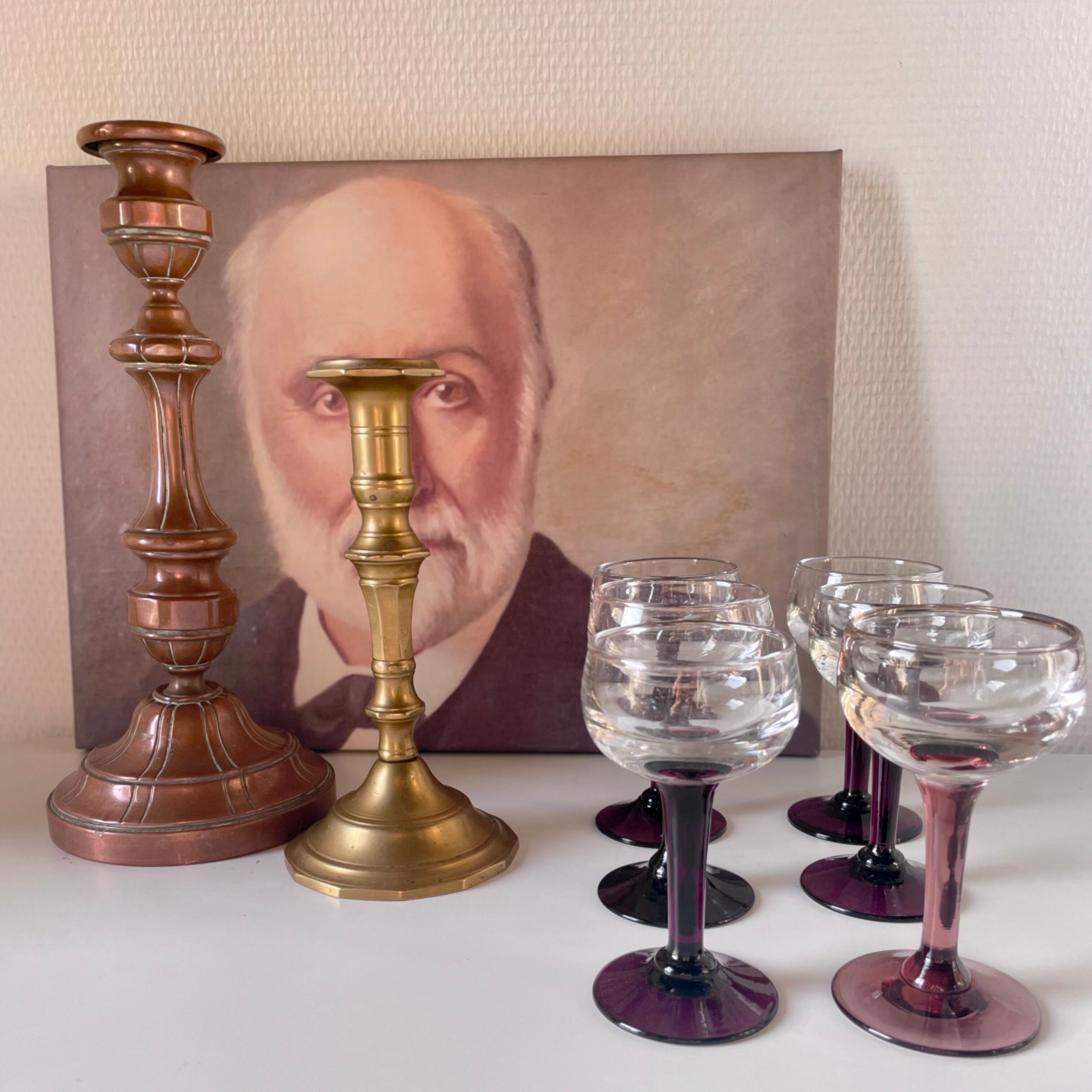 Set of 6 antique stemmed glasses