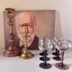 Set of 6 antique stemmed glasses