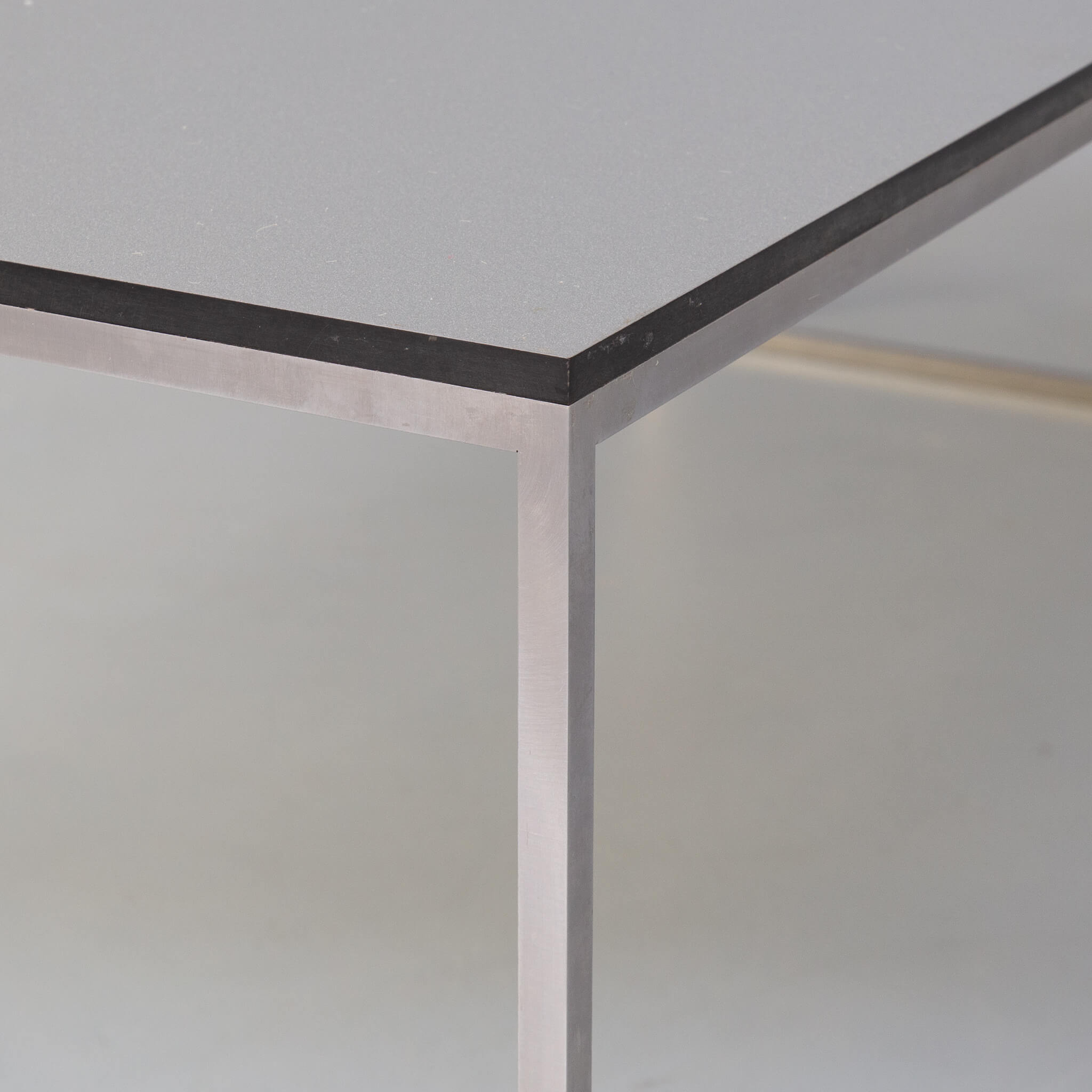 90s coffee / nesting table stainless steel foot and trespa top set/3