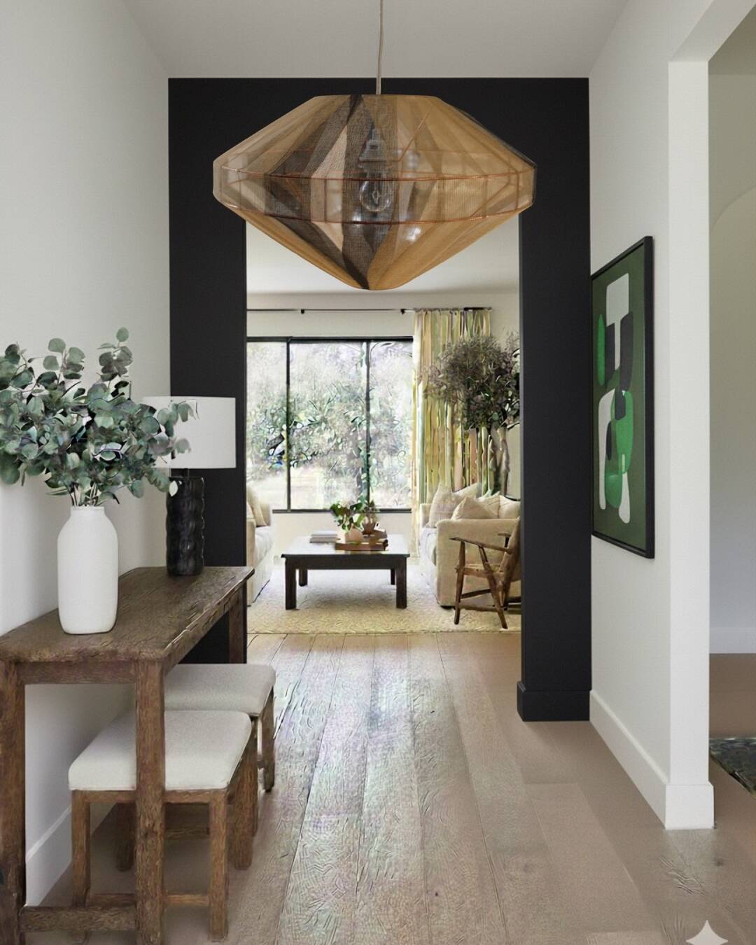 Contemporary cotton thread pendant light