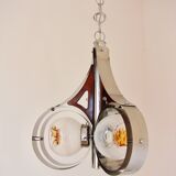 Mazzega Murano pendant lamp, Italy, 1970s – chrome and art glass