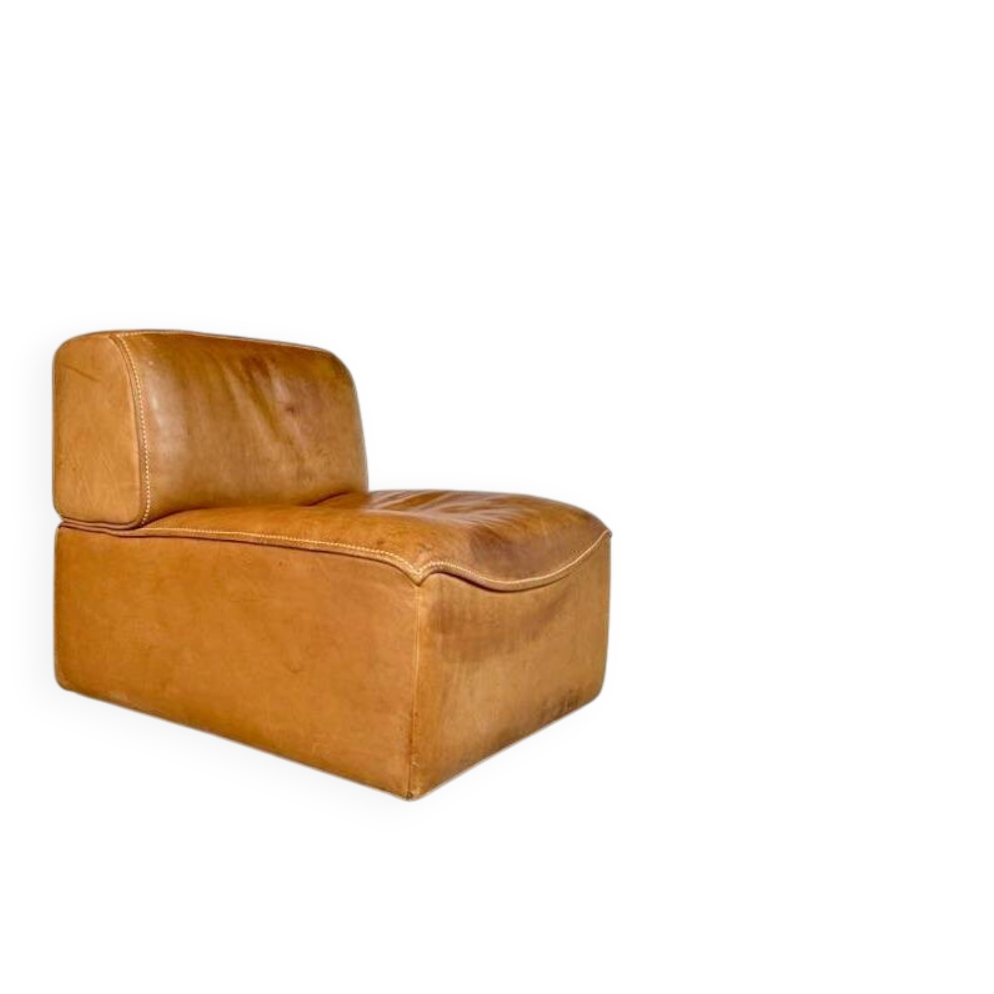 Brutalist Style DS-15 Leather Lounge Chair from De Sede, Switzerland 1970s
