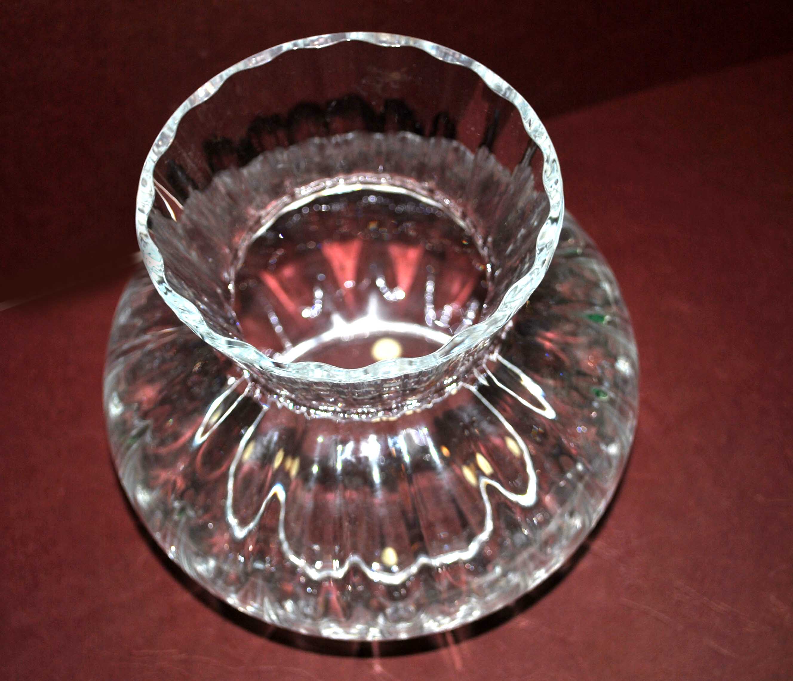 Daum acadie vase in venetian ribbed cast crystal signed daum nancy