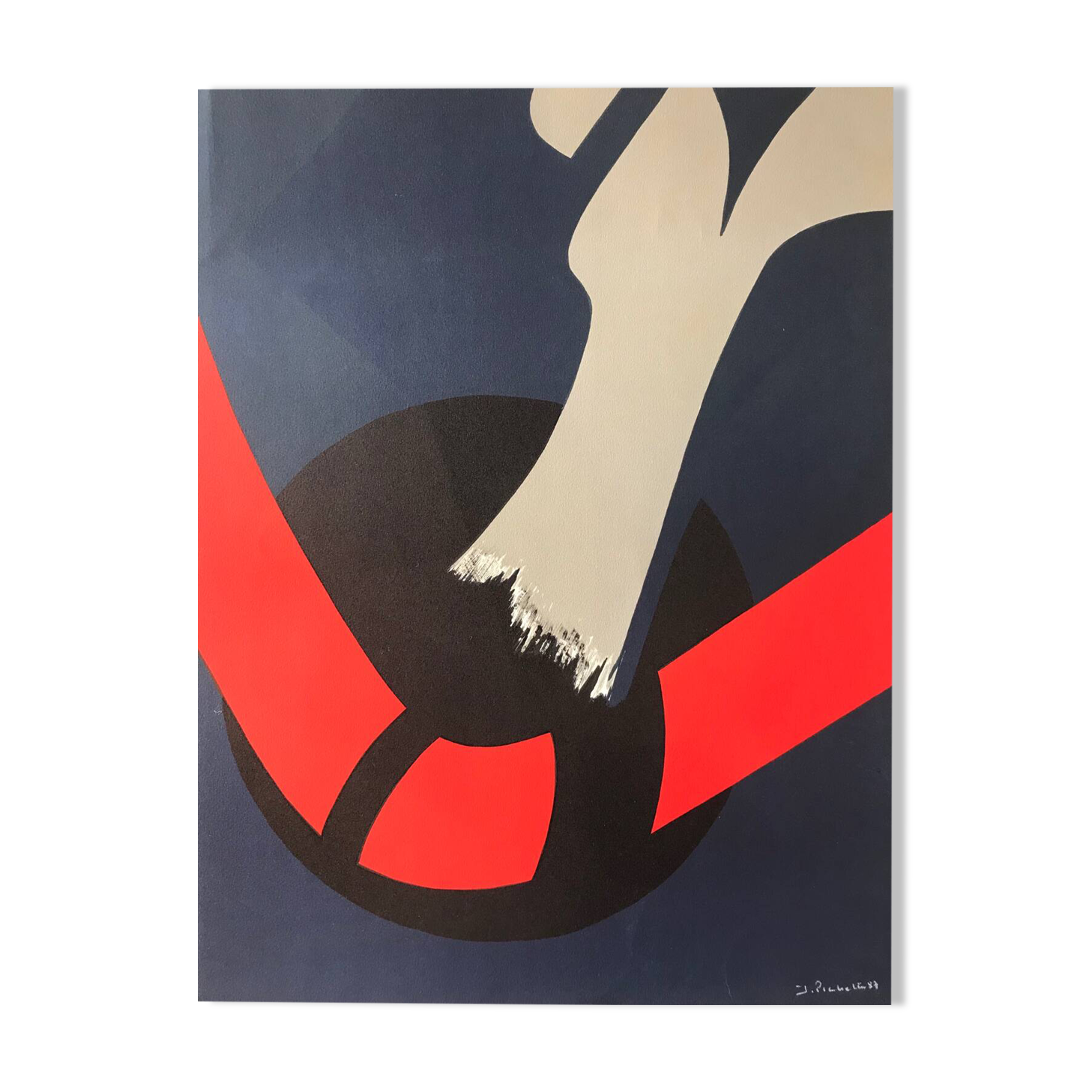 Composition, 1987. original lithograph by james pichette (1920-1996)