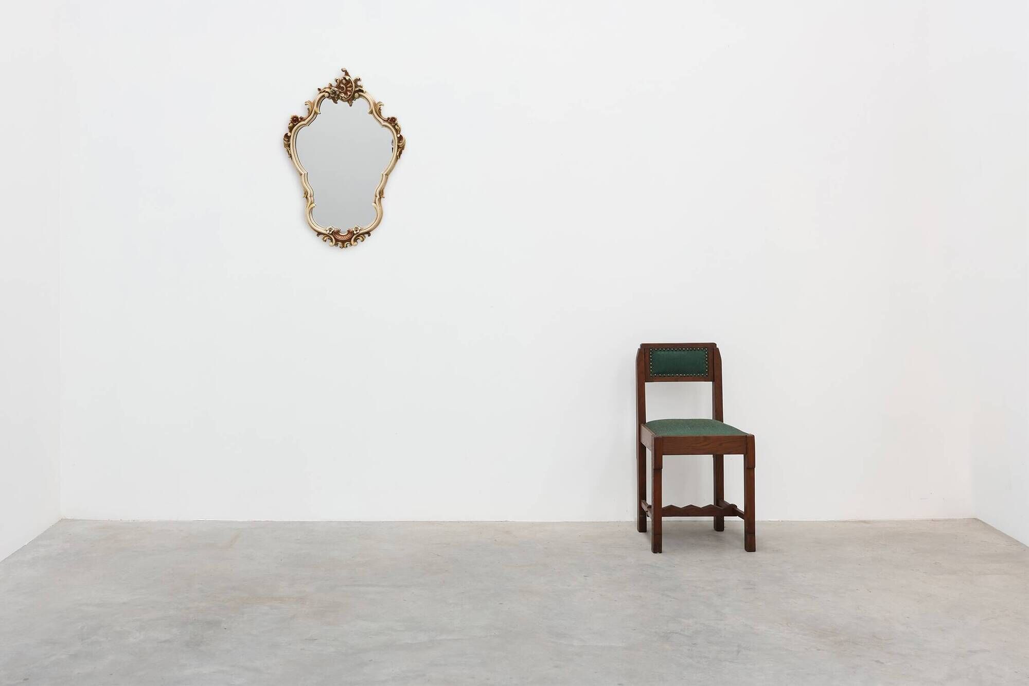 Italian Rococo Style Cream and Gilt Wall Mirror with Shell Crest, 20th Cent