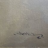 Peinture sur toile, aérographe? jeune danseuse en tutu, à identifier
