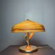 Pencil reed rattan bamboo and brass flower table desk lamp, Italy, 1980s