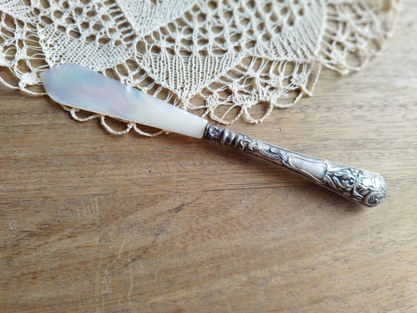 Mother-of-pearl and silver paper cutter