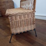 Vintage rattan and metal box