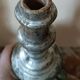 Rare pair of antique silvered terracotta candlesticks from the 17th century.