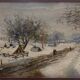 Old watercolor painting "Snow landscape" + frame