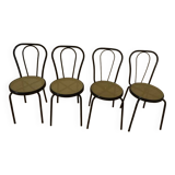 4 Chaises bistrot en métal noir et assise cannage plastique