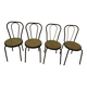4 Black metal bistro chairs with plastic cane seat