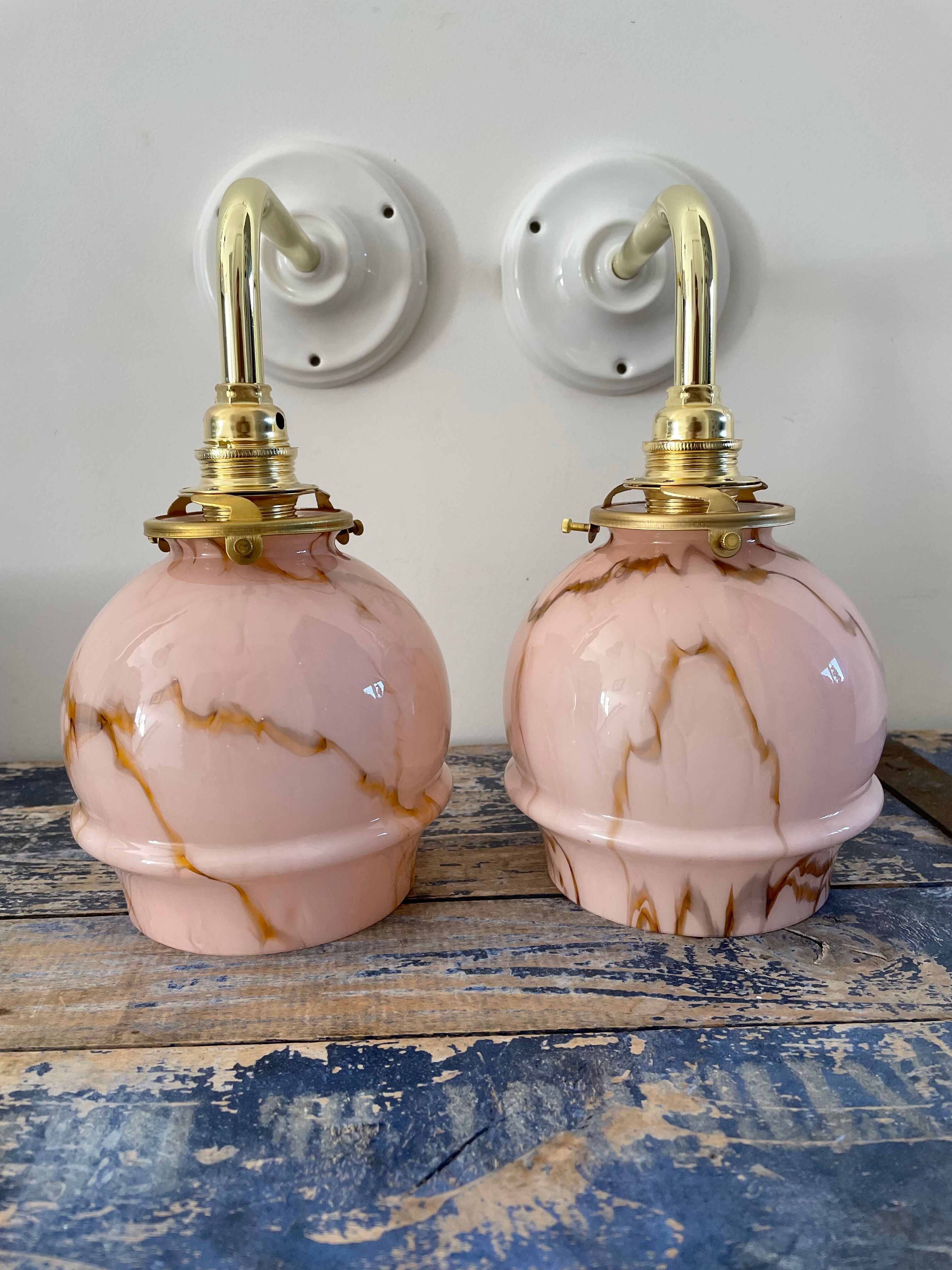 Pair of newly electrified art deco wall lamps
