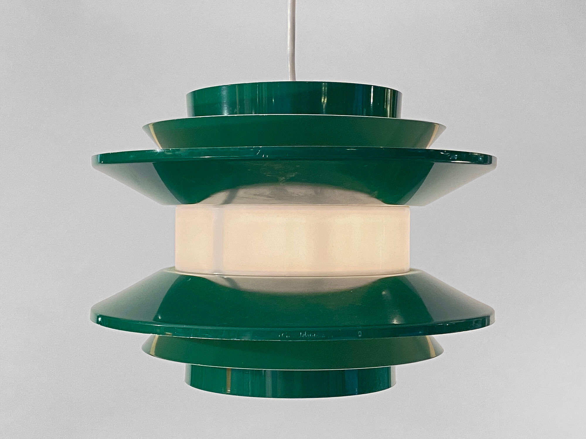 Pendant light "Trava" green version by Carl Thore for Granhaga Metallindustri. Sweden 1970s