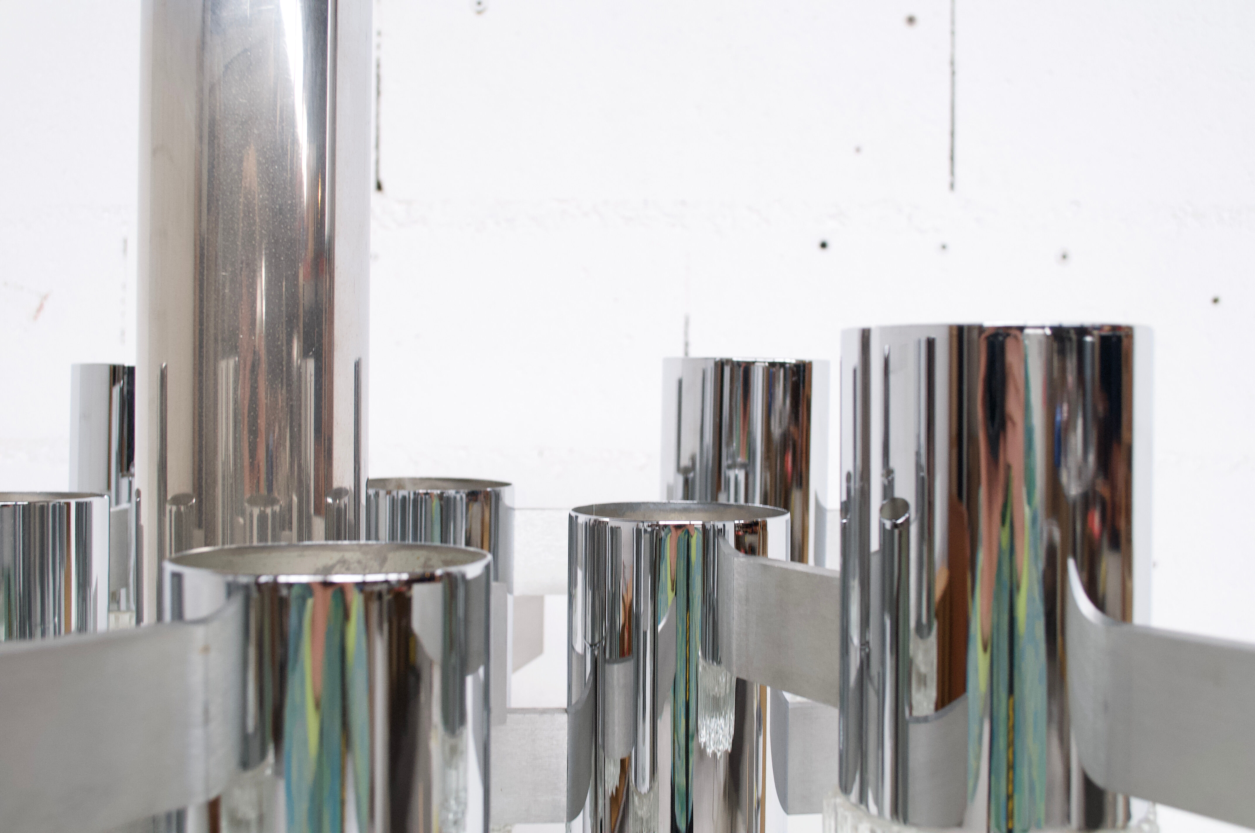 Pair of chandeliers from Sciolari 70 years chrome steel