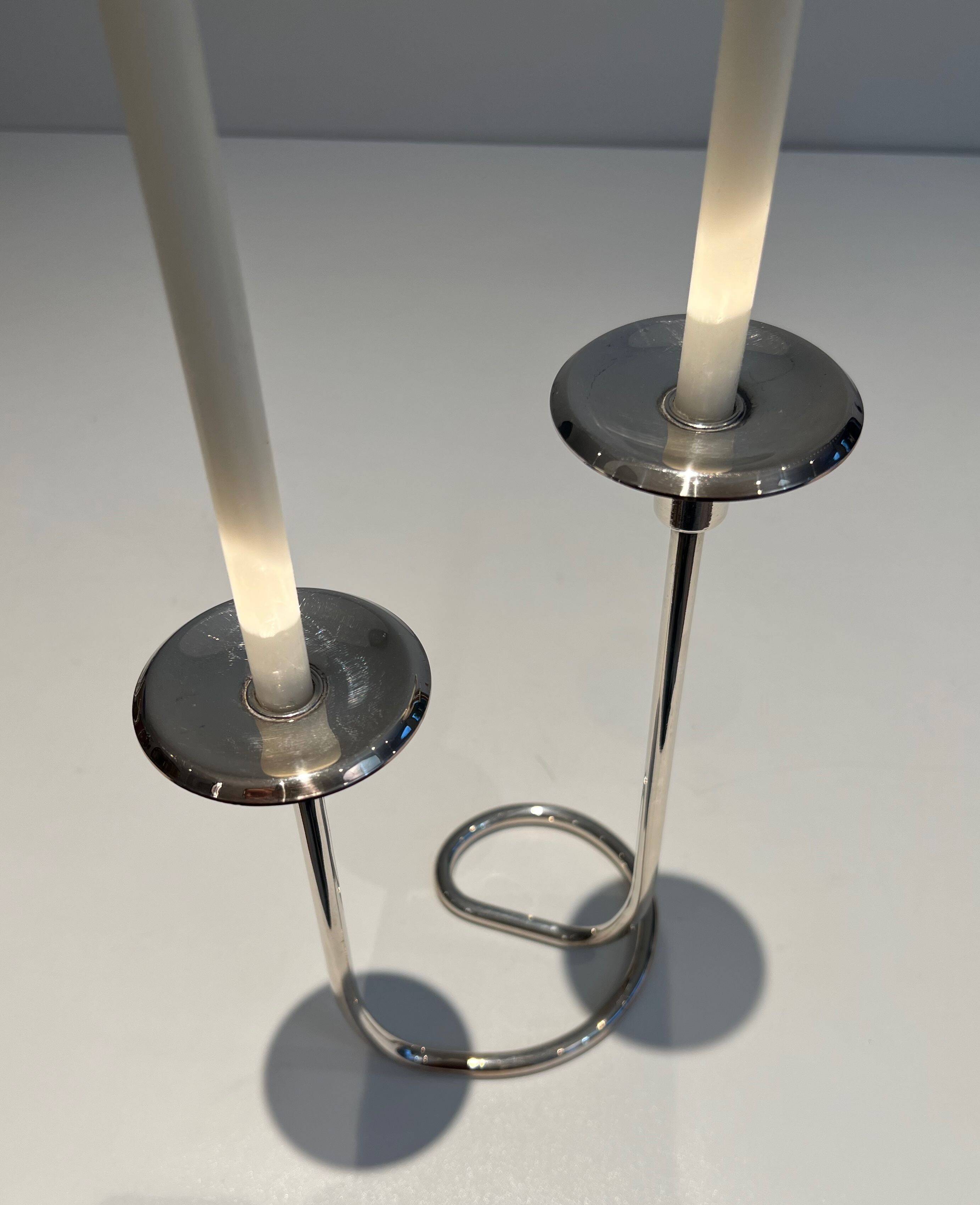 Silver-plated metal candle holder