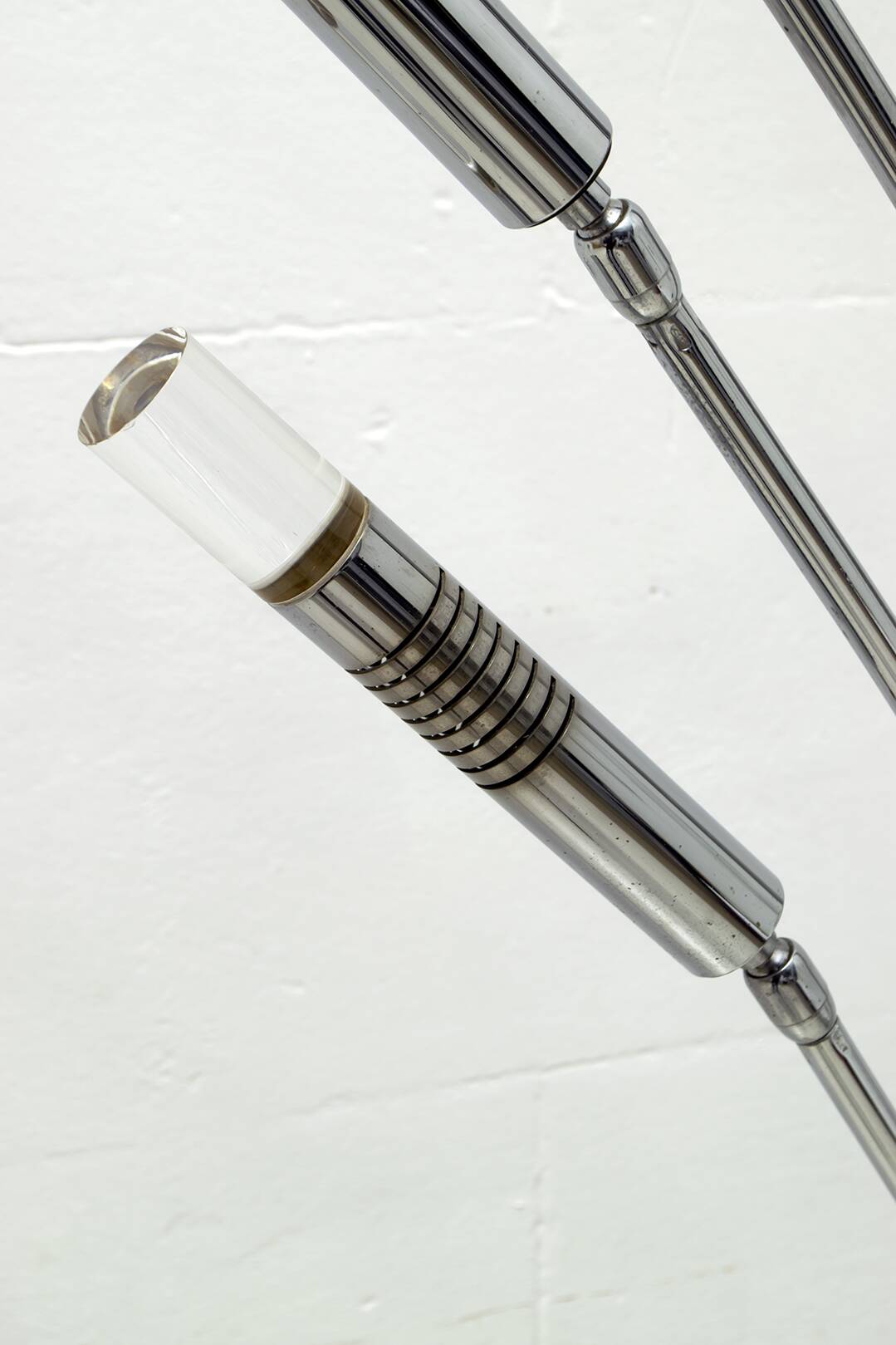 Midcentury Italian Arched Floor Lamp 5 Lights Chrome Metal and Lucite, 1960