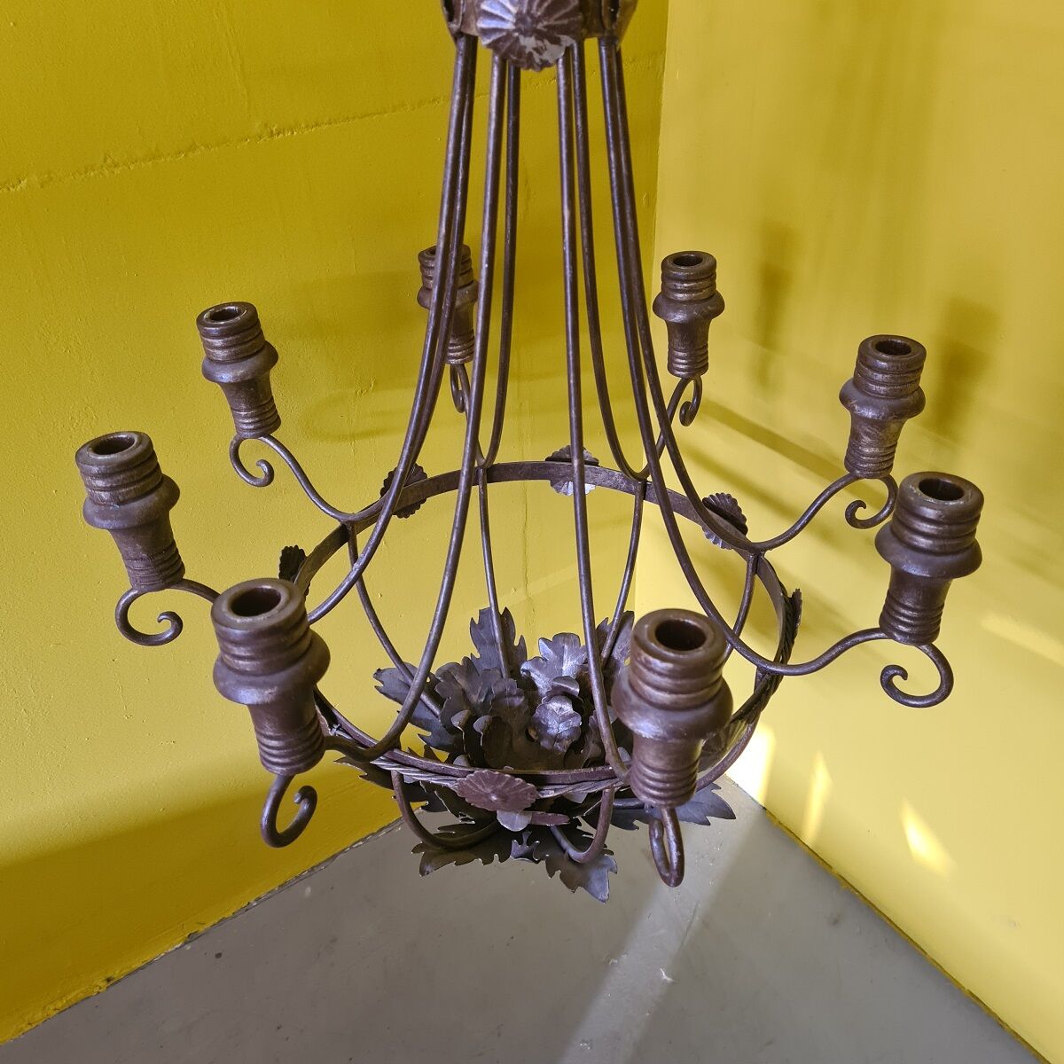 Classic Metal Candle Chandelier. 20th century