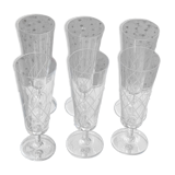 6 champagne flutes in glass and crystal, chiseled, vintage