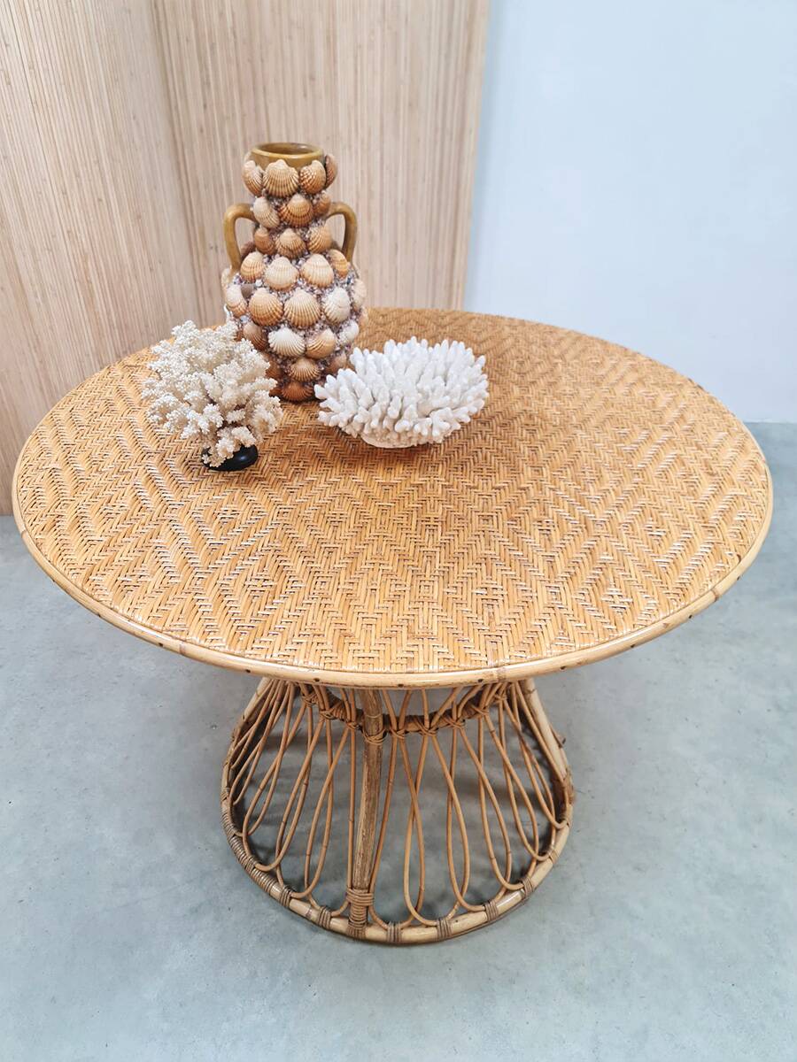 Vintage round rattan bamboo dining set 'bohemian'